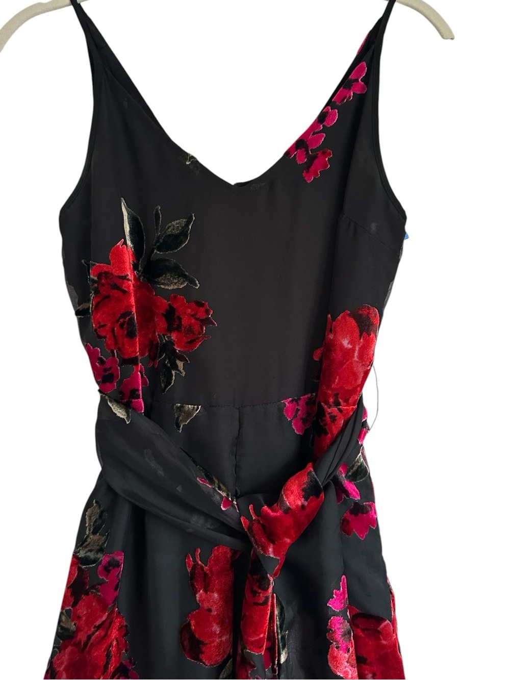 Anthropologie Etti TWA Black Burnout Velvet Floral Cropped Wide Leg Jumpsuit XS - Picture 6 of 16